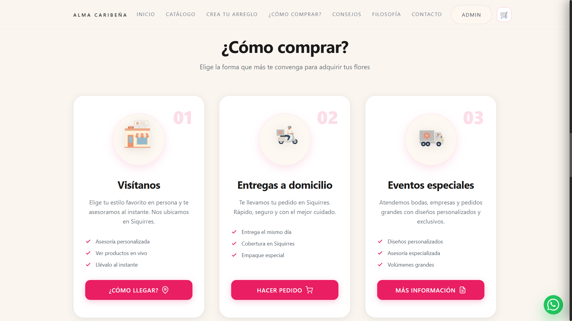 Página de información de compra