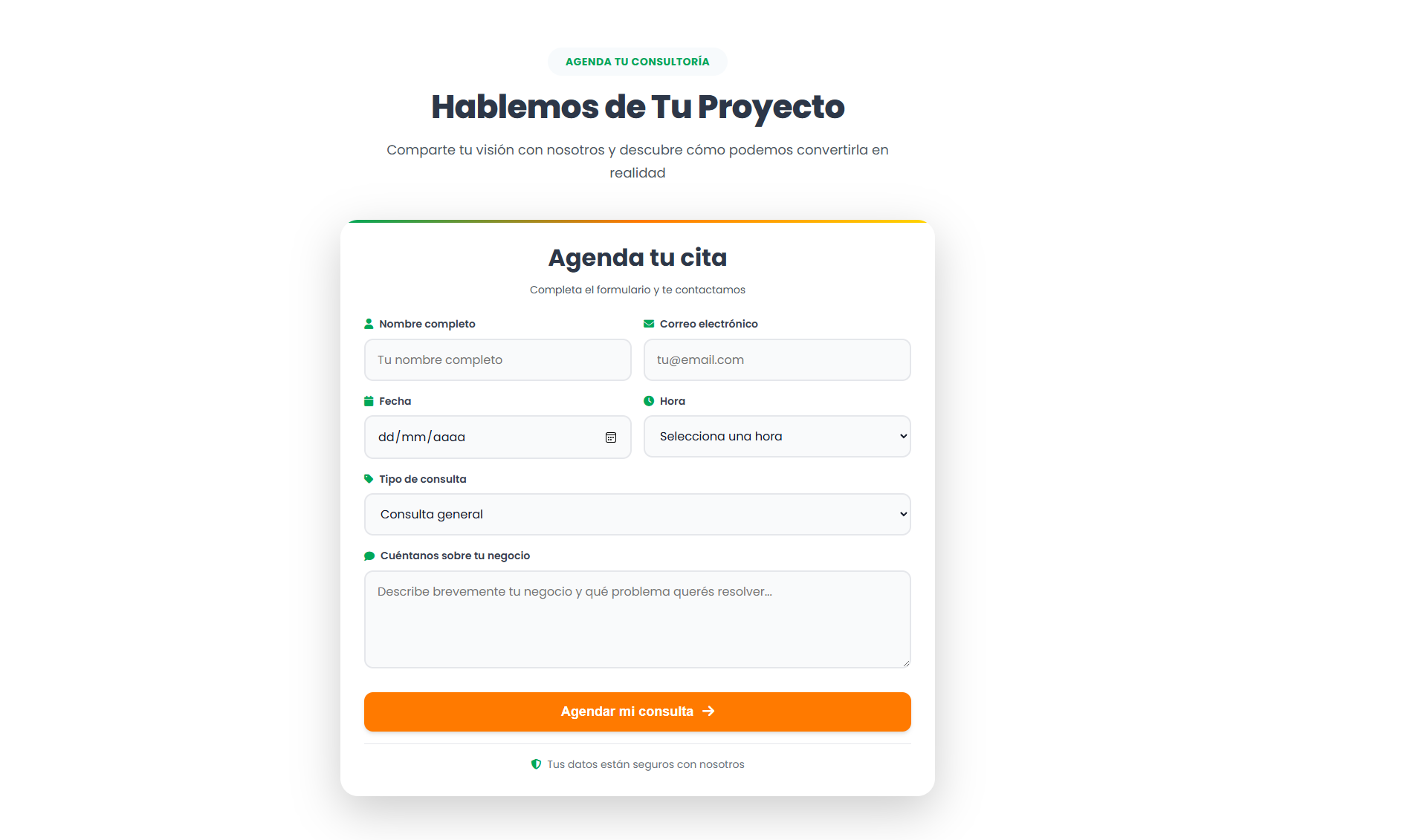 Formulario para agendar cita